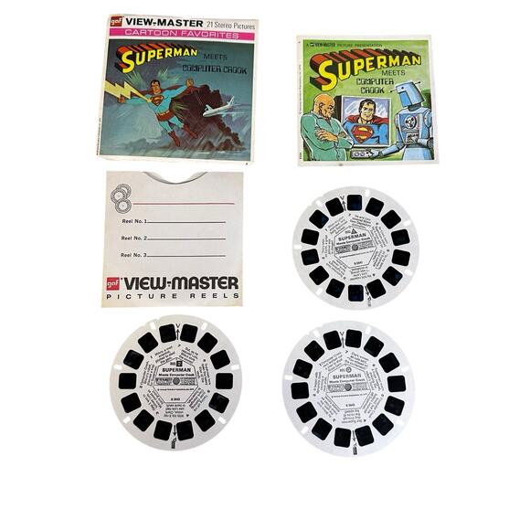 GAF View-Master B 584 SUPERMAN MEETS COMPUTER CROOK 3 Reel Set & Booklet 1975 - Picture 1 of 11